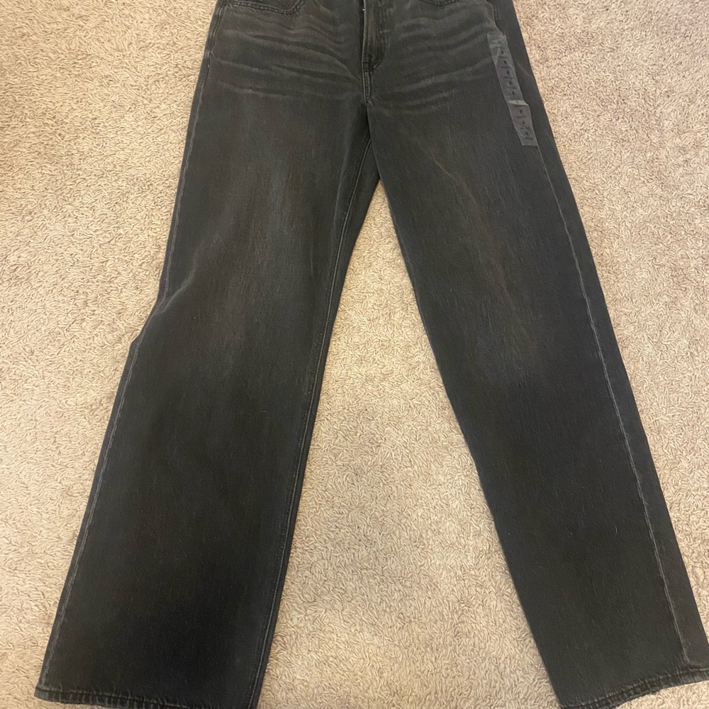American Eagle black high rise denim strigid jeans